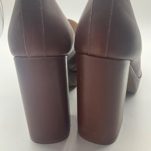 Steve Madden 11 Rhylee Brown Color Block Heel Loafers Platform Preppy Old Money - Picture 10 of 15